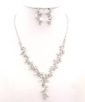 Rhinestone Necklace Set  NB300628 SILVERCL